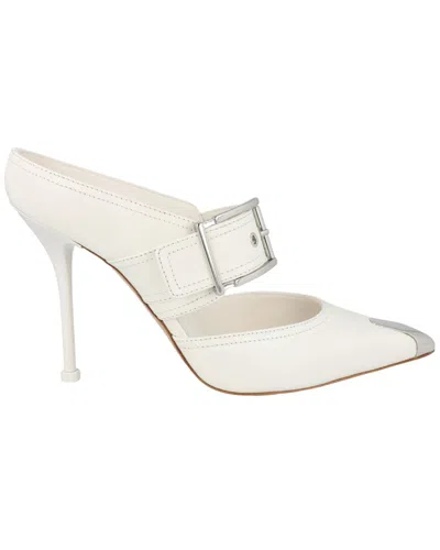 Alexander Mcqueen Punk Sandal With Buckle And 6.5 Cm Stiletto Heel In White