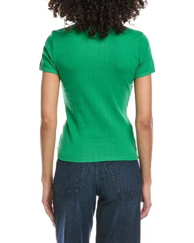 Leset Pointelle Slim Fit T-shirt In Green
