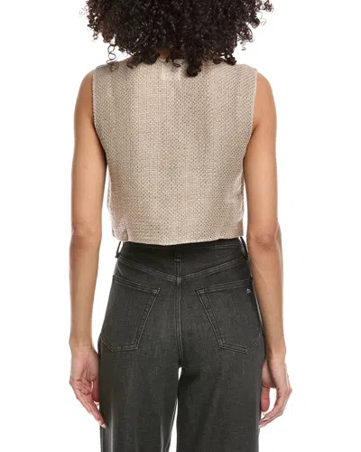 Leset Stella Cropped Sequin-embellished Linen-blend Gauze Vest In Brown