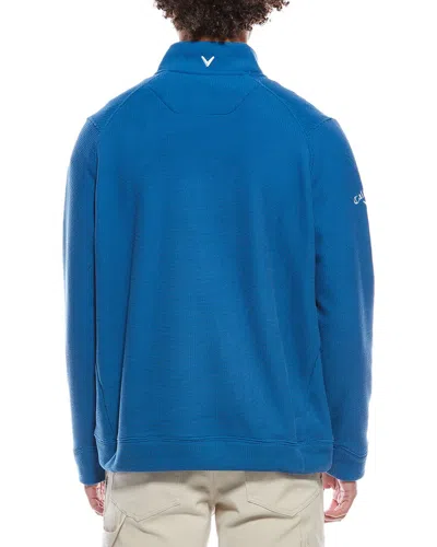Callaway Waffle 1/4-zip Pullover In Blue