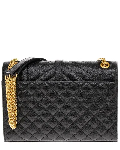 Saint Laurent Envelope Medium Leather Shoulder Bag In Black
