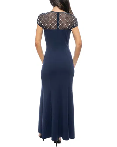 Oleg Cassini Solid Maxi Dress In Blue