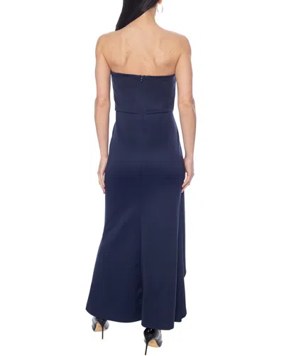 Oleg Cassini Solid Maxi Dress In Blue
