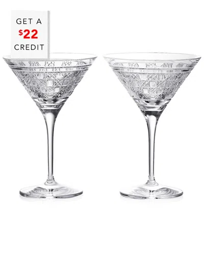 Waterford Opulence Set Of 2 Lead Crystal Martini Glasses In Transparent