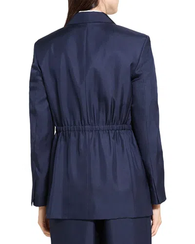 Theory Oversized Silk Blazer In Blue