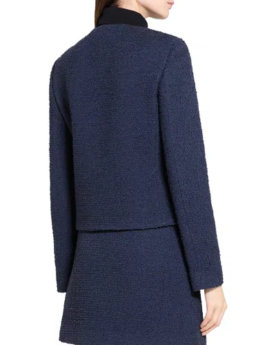 Theory Crew Neck Clean Wool-blend Jacket In Blue