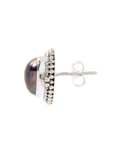 Samuel B. Silver 10mm Pearl Studs In Blue