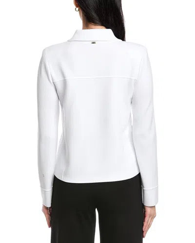 St John St. John Collared Boxy Knit Jacket In White