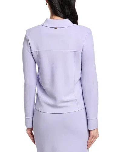 St John St. John Collared Boxy Knit Jacket In Purple