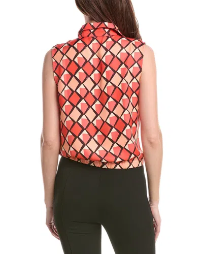 Renuar Woven Button Front Blouse In Pink