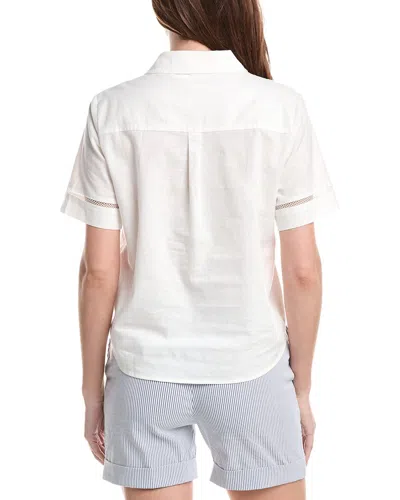 Renuar Woven Button Front Linen-blend Blouse In White