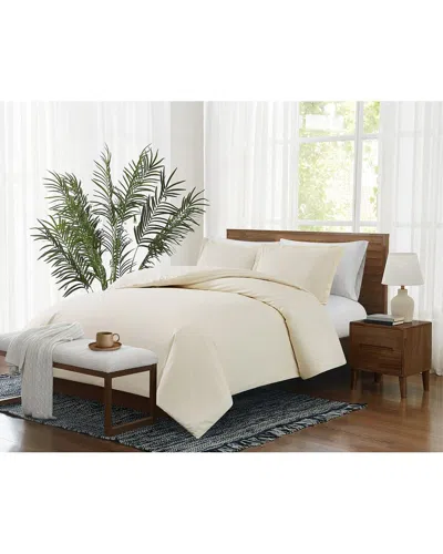Brooklyn Loom Pinstripe Green Comforter Set In White