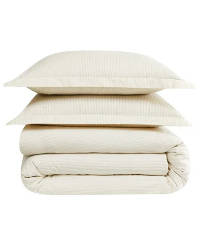 Brooklyn Loom Pinstripe Green Comforter Set In White