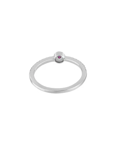 Bony Levy El Mar 18k 0.12 Ct. Tw. Diamond & 1 Ruby Stackable Ring In Metallic