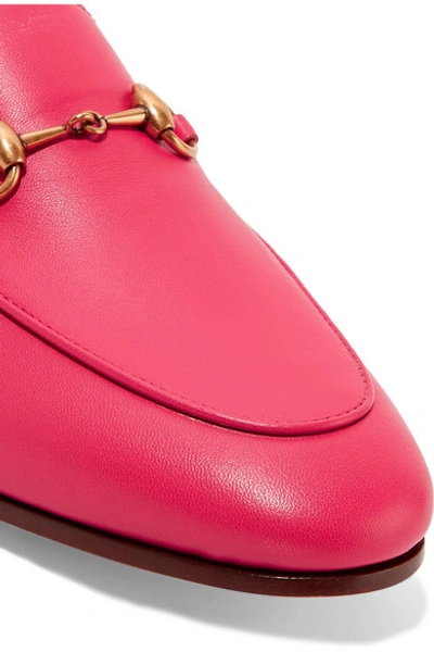 Shop Gucci Brixton Horsebit-detailed Leather Collapsible-heel Loafers In Fuchsia