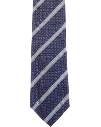 Etro Blue Stripe Silk Tie In Blue