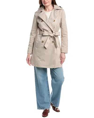 Sam Edelman Double-breasted Short Trench Coat In Neutral