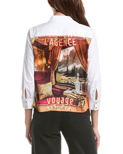L'agence Cosette Cropped Button-front Shirt In White