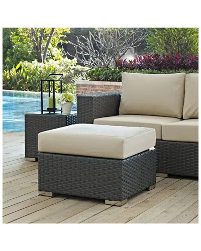 Modway Sojourn Outdoor Patio Wicker Rattan Sunbrella Ottoman In Multi