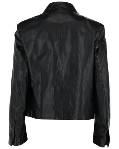 Ferragamo Slim-cut Single-breasted Leather Blazer In Black