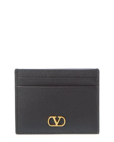 Valentino Garavani Vlogo Signature Grainy Calfskin Card Holder Woman Black Uni In Black
