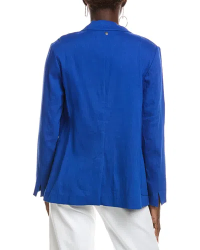Marc Cain Solid Linen-blend Blazer In Blue
