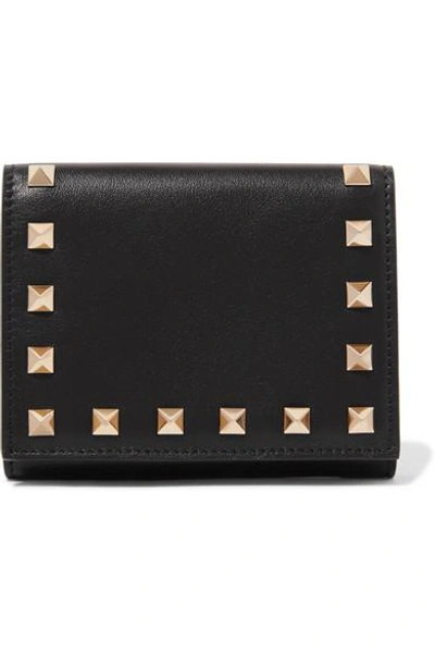 Shop Valentino Garavani The Rockstud French Leather Wallet