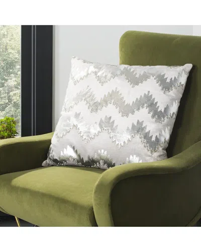 Safavieh Sophia Flamestitch Square Throw Pillow In Gray