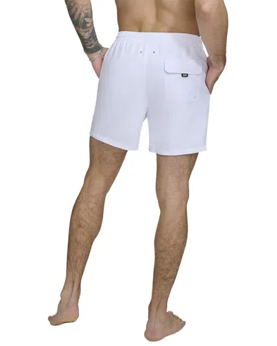 Dkny Core Solid Swim Trunks In White