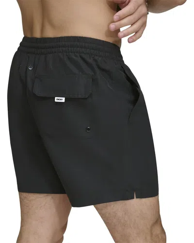 Dkny Core Solid Swim Trunks In Black