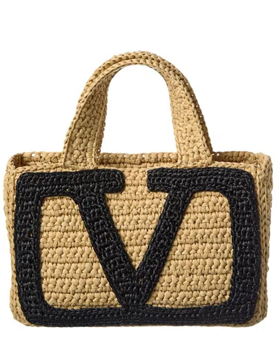 Valentino Garavani  Garavani Viva Superstar Small Shopping Bag In Raffia Woman Natural Uni In Neutral