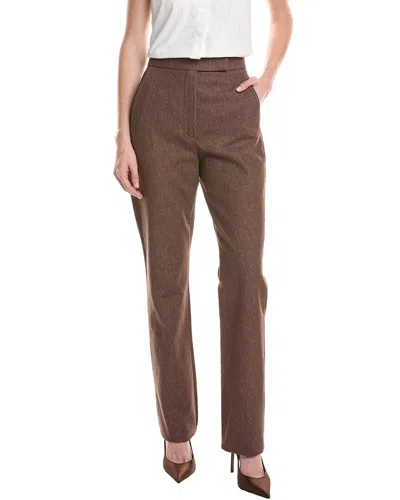 Max Mara Wide Leg High Waist Trousers With Front Crease In Brown