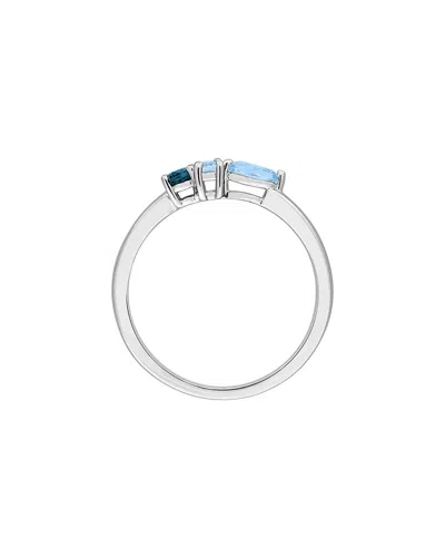 Rina Limor Silver 0.59 Ct. Tw. Blue Topaz Three-stone Ring In Black