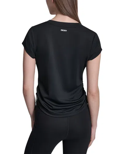 Dkny Ruched Tech T-shirt In Black