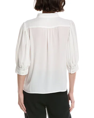 Cece Open Collar Top In White