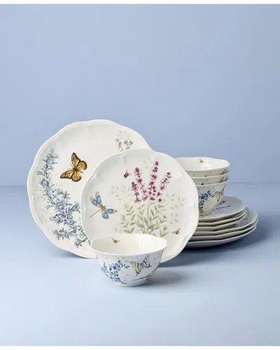 Lenox Butterfly Meadow Herbs 12pc Dinnerware Set In White