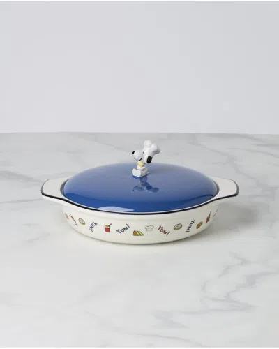 Lenox Chef Snoopy Covered Casserole Dish In White