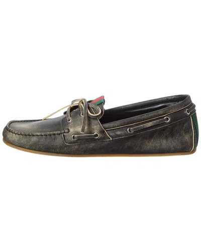 Gucci Gg Logo Leather Loafer In Black
