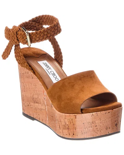 Jimmy Choo Goat Leather Slide Sandals With Soft Lamb Leather Lining In Brown