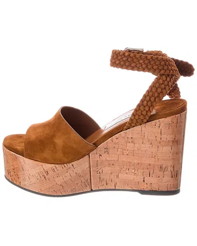 Jimmy Choo Goat Leather Slide Sandals With Soft Lamb Leather Lining In Brown