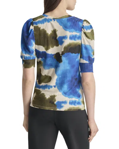 Dkny Puff Sleeve Printed Hacci Top In Multi