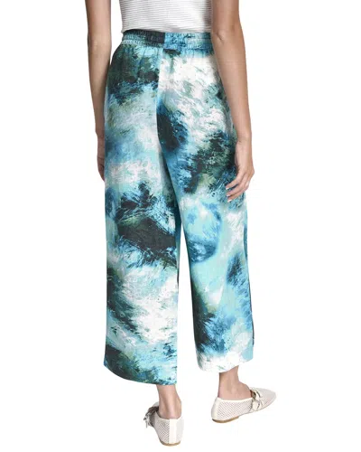 Dkny Pull On Printed Linen Pant In Blue