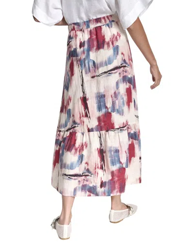 Dkny Printed Pull On Linen Skirt In Pink