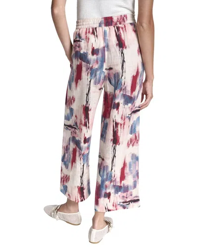 Dkny Print Pull-on Linen Pants In Pink