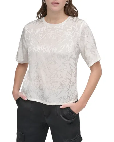 Dkny Scribble Logo Top In Silver