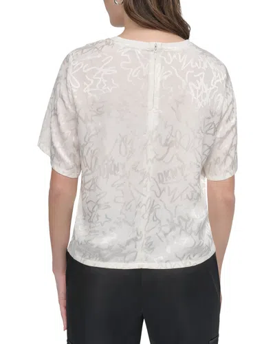 Dkny Scribble Logo Top In Silver