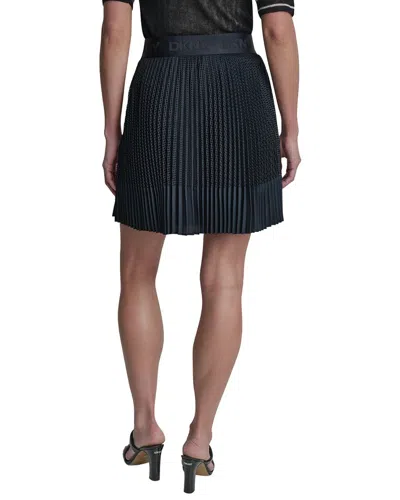 Dkny Pleated Mix Media Mini Skirt In Black