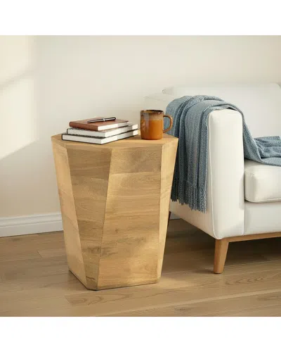 Lr Home Arlo Modern Solid Wood Handmade Side Table In Brown