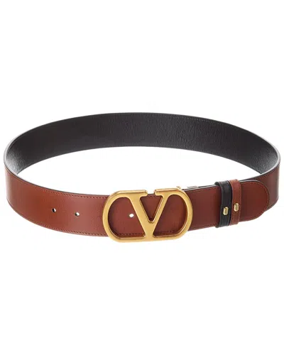 Valentino Designer Leather Belt Reversible Adjustable Length In Black