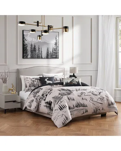 Bebejan 220 Thread Count Rocky Mountains Reversible Comforter Set In Gray